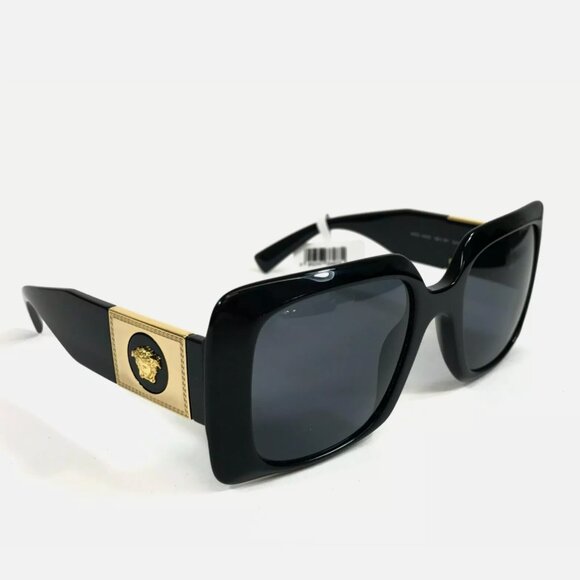 Versace Sunglasses Womens Black Gold Square with Gray Lenses main image 7